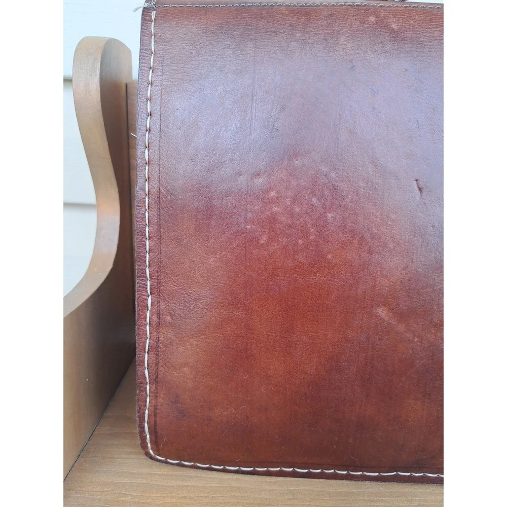 Large‎ Satchel Handcrafted Genuine Leather Bag Briefcase Dark Brown